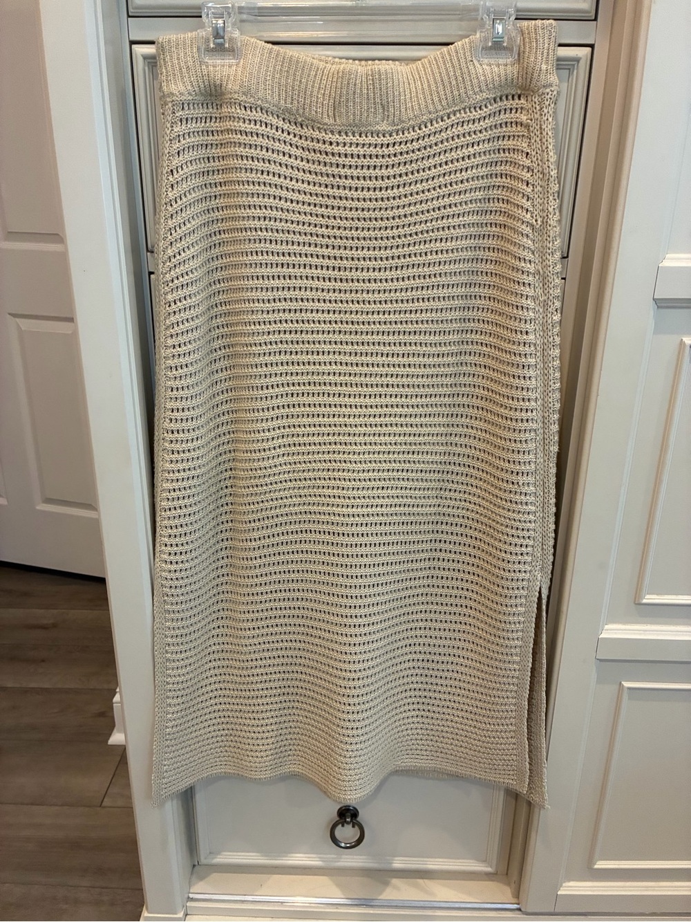 Mod Ref Cream Ribbed Waist Crochet Maxi Skirt Size L - Picture 2 of 6